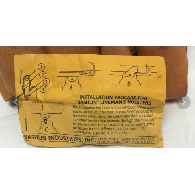 Vintage Bashlin 111HLDS Leather Lineman Holster Tool Pouch Multiple Pockets USA