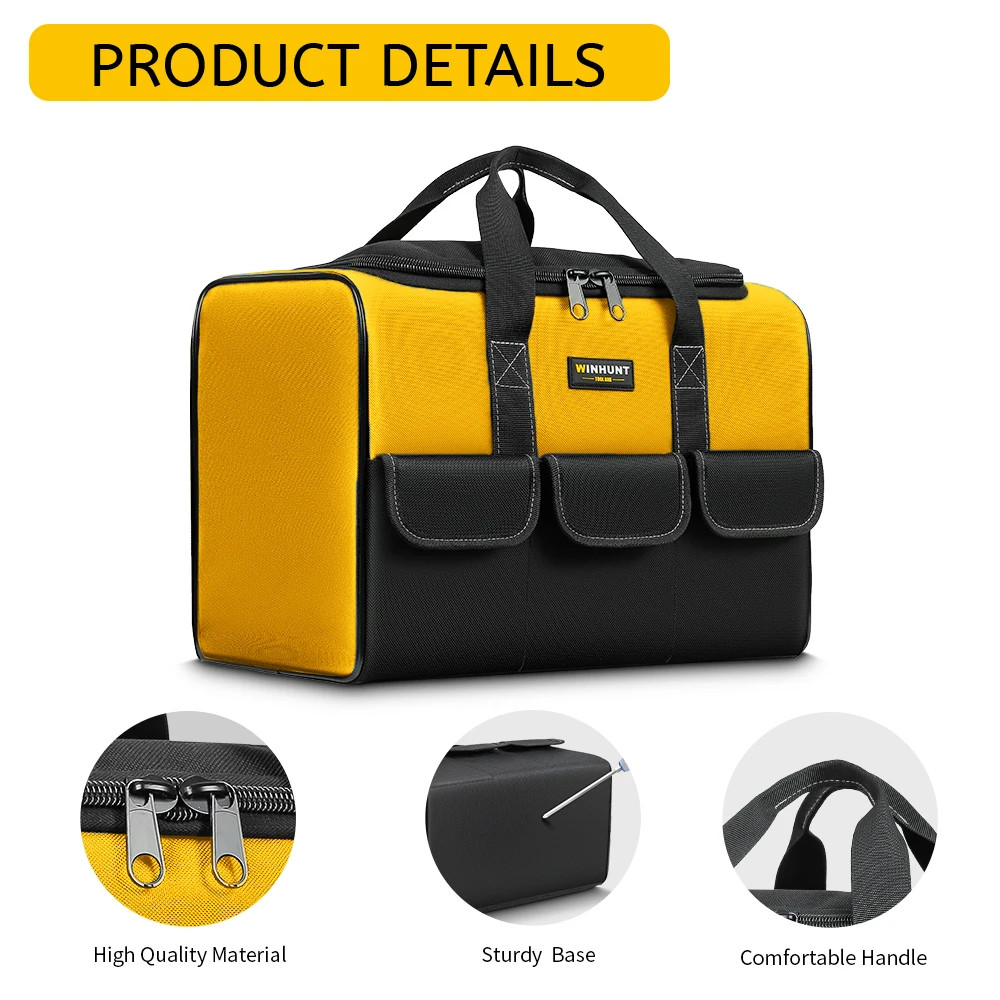 17 Inch Tool Bag, Large Tool Bag with 6 Exterior Pockets Electrician Tool Bag, f