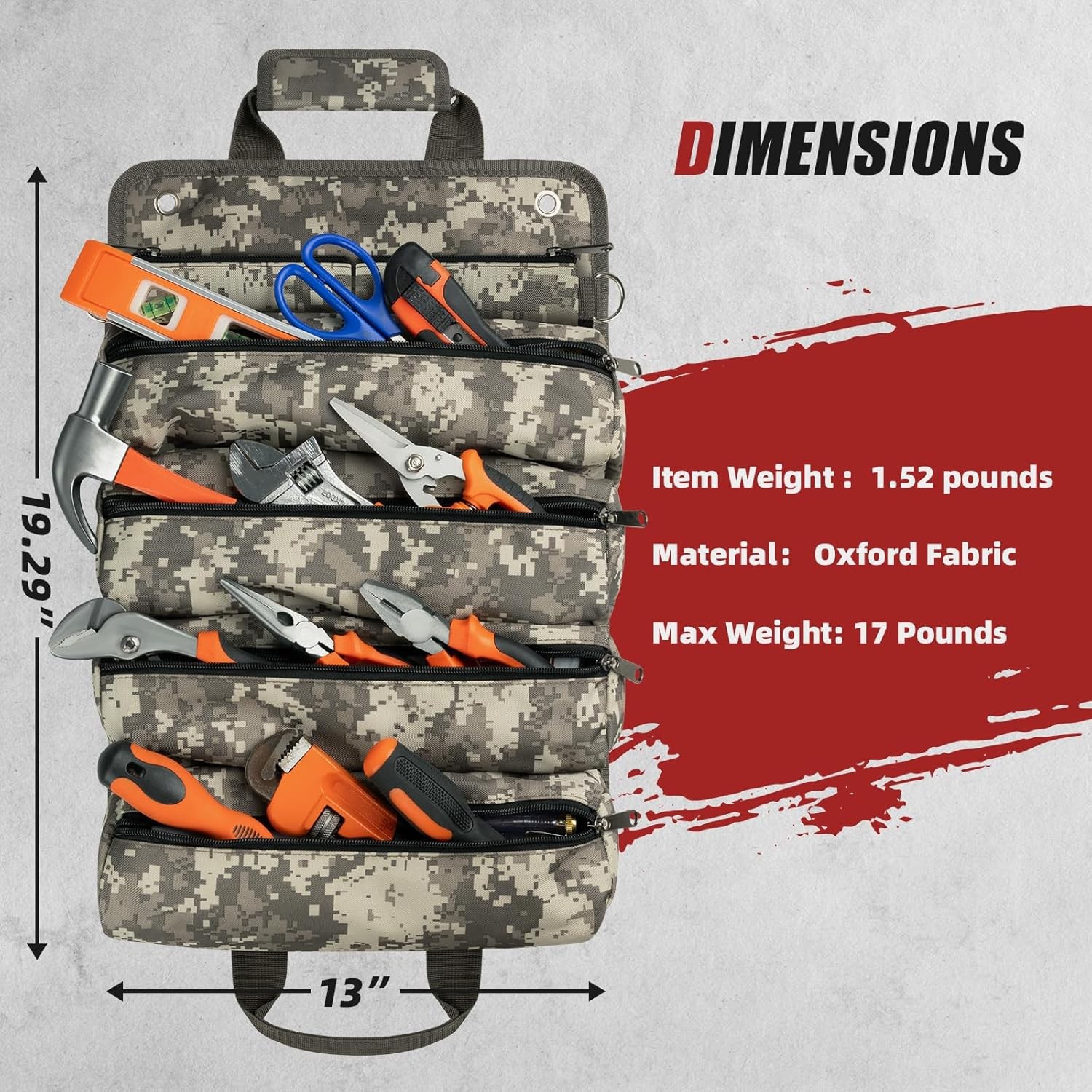 Tool Bag Roll Up, UUP Heavy Duty Rolled Empty Tool Storage Organizing, Portable