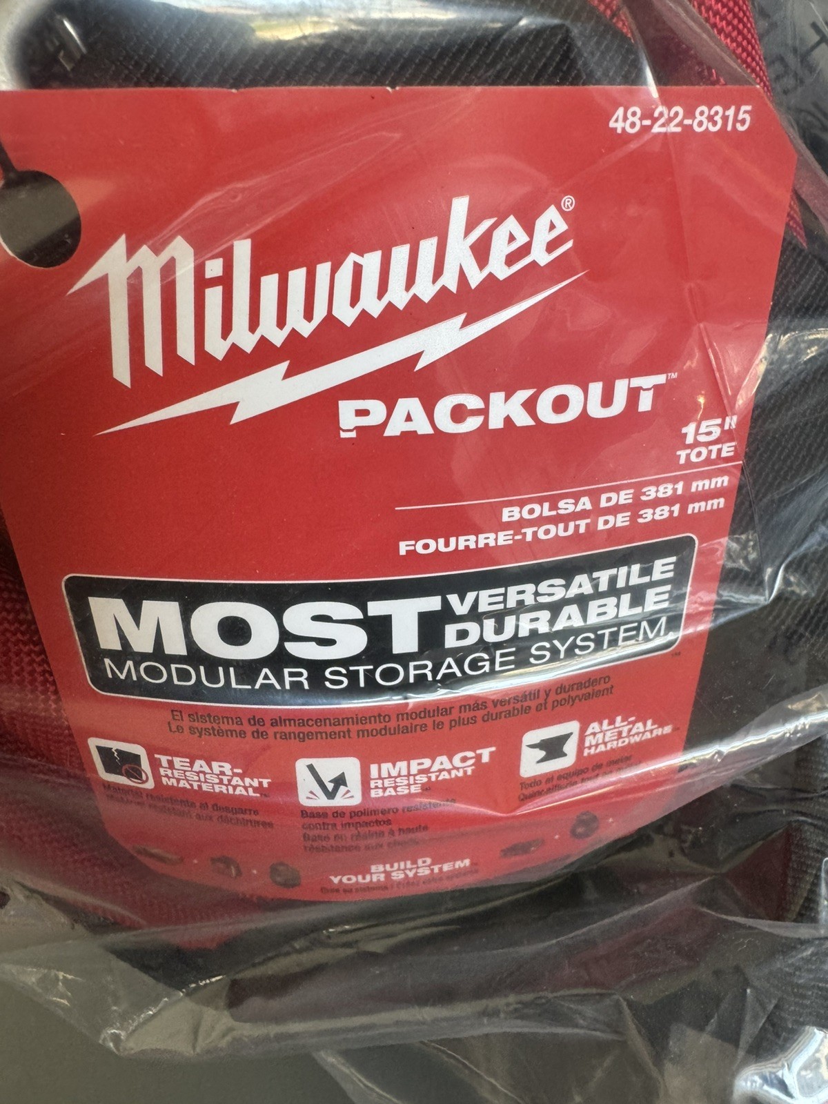 Milwaukee 48-22-8315 15″ PACKOUT Storage Tote, 32 Total Pockets Metal Tape Clip