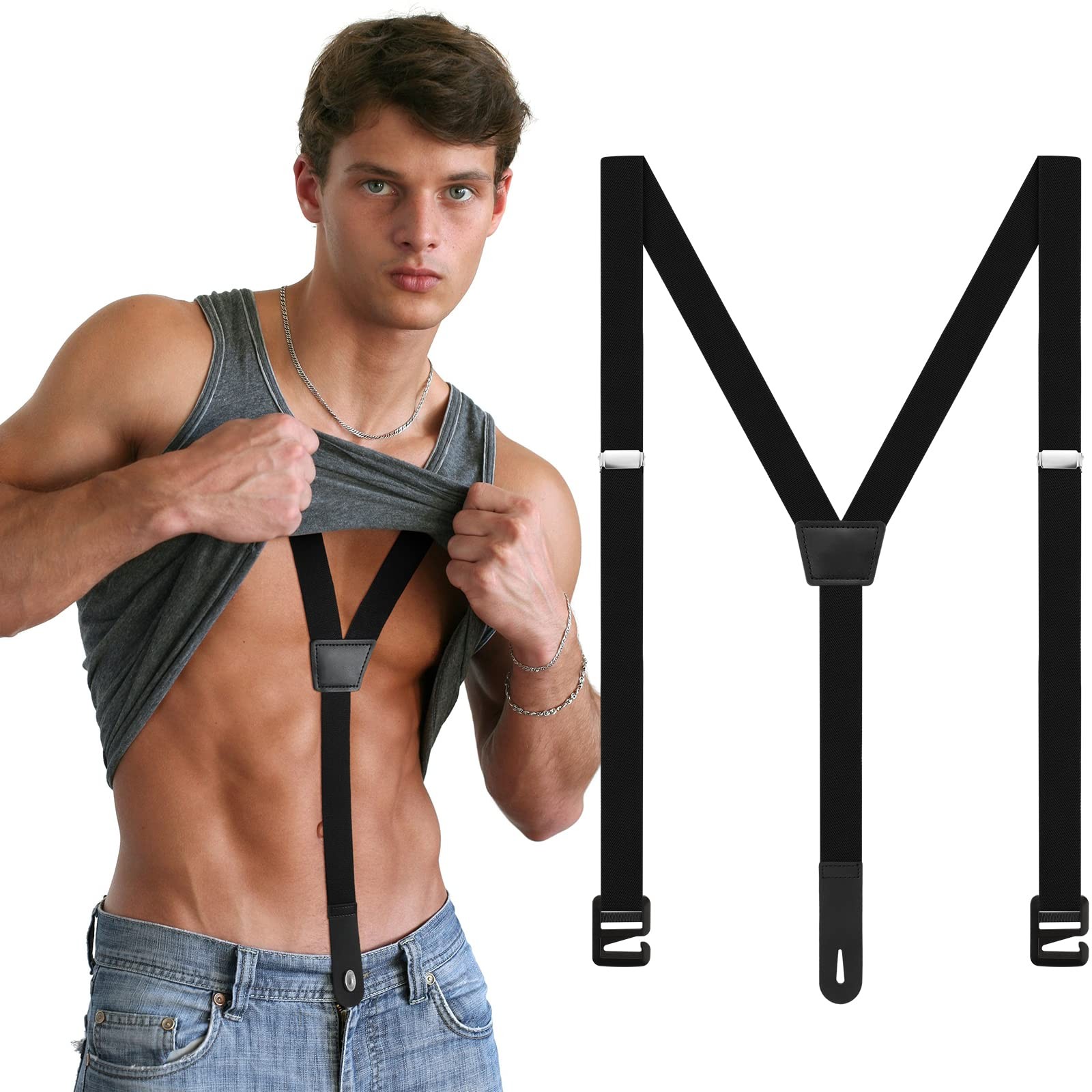 Eurzom Hidden Suspenders for Untucked Men Under Shirt One Size, Black