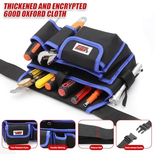 Durable 600D Oxford Cloth Tool Belt for Men – 7 Pockets, Ideal for Electricians,