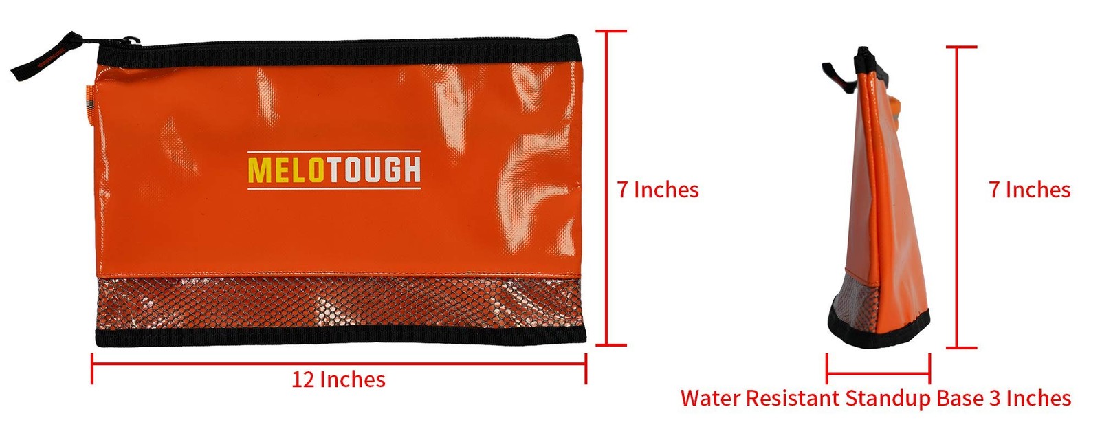 12 Inch Zipper Tool Pouch Small Carry Case Storage Organizer Black Orange