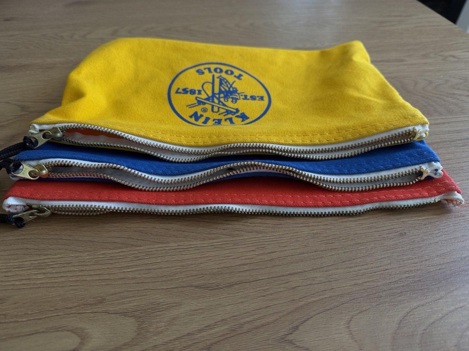 Klein Tools Zipper Canvas Tool Bags Pouches Lot of 3 Red Blue Yellow 16”