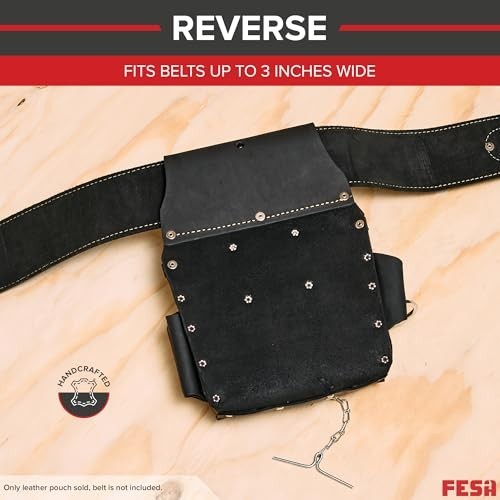 13-in-1 Leather Electrician Tool Pouch w/ Hammer Loop, Tape Measure Clip & 6 Poc