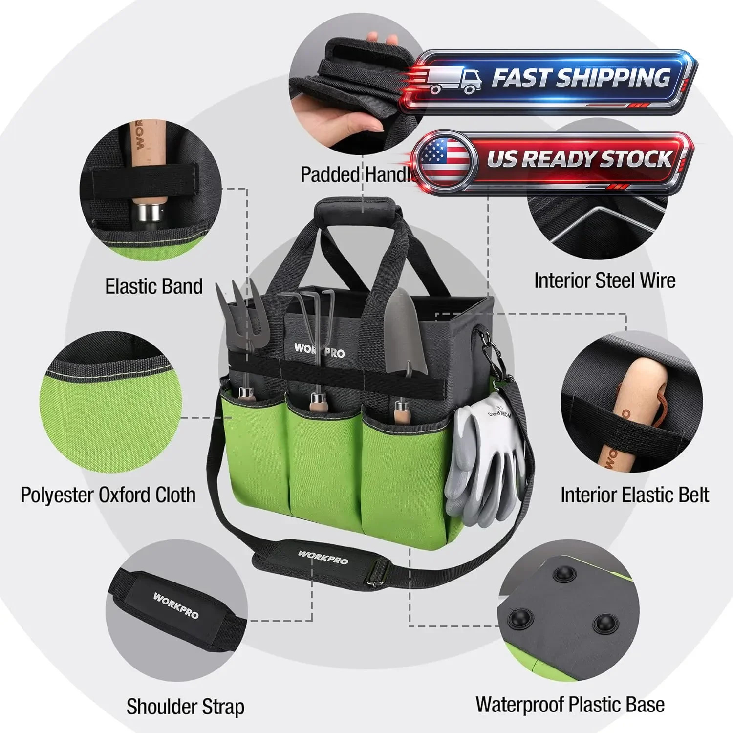 12 Inch Small Tool Bag, Open Top Tool Tote with Stainless Steel Handle and Ad…