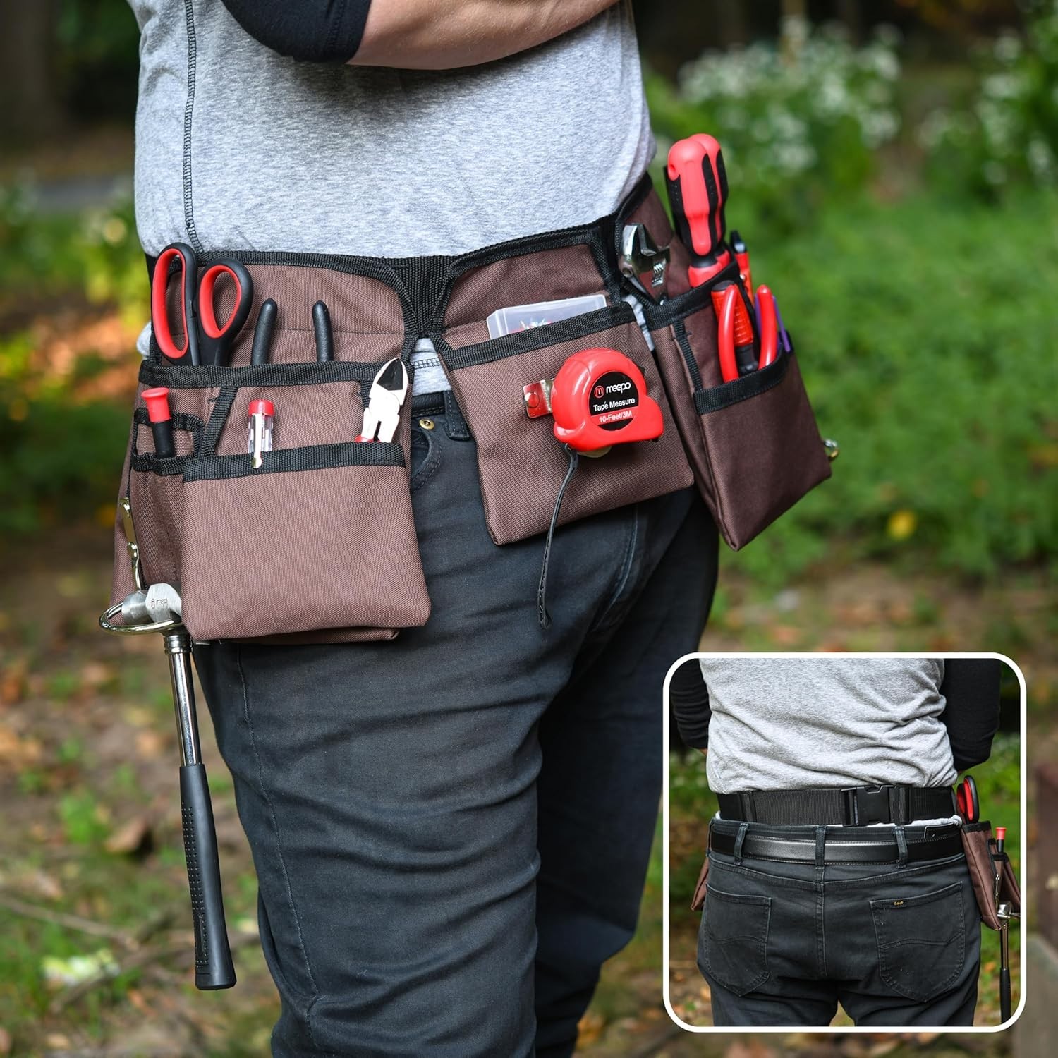 Adjustable Work Belt with 19 Pockets – Durable 1,000D Polyester, 33-50” Size