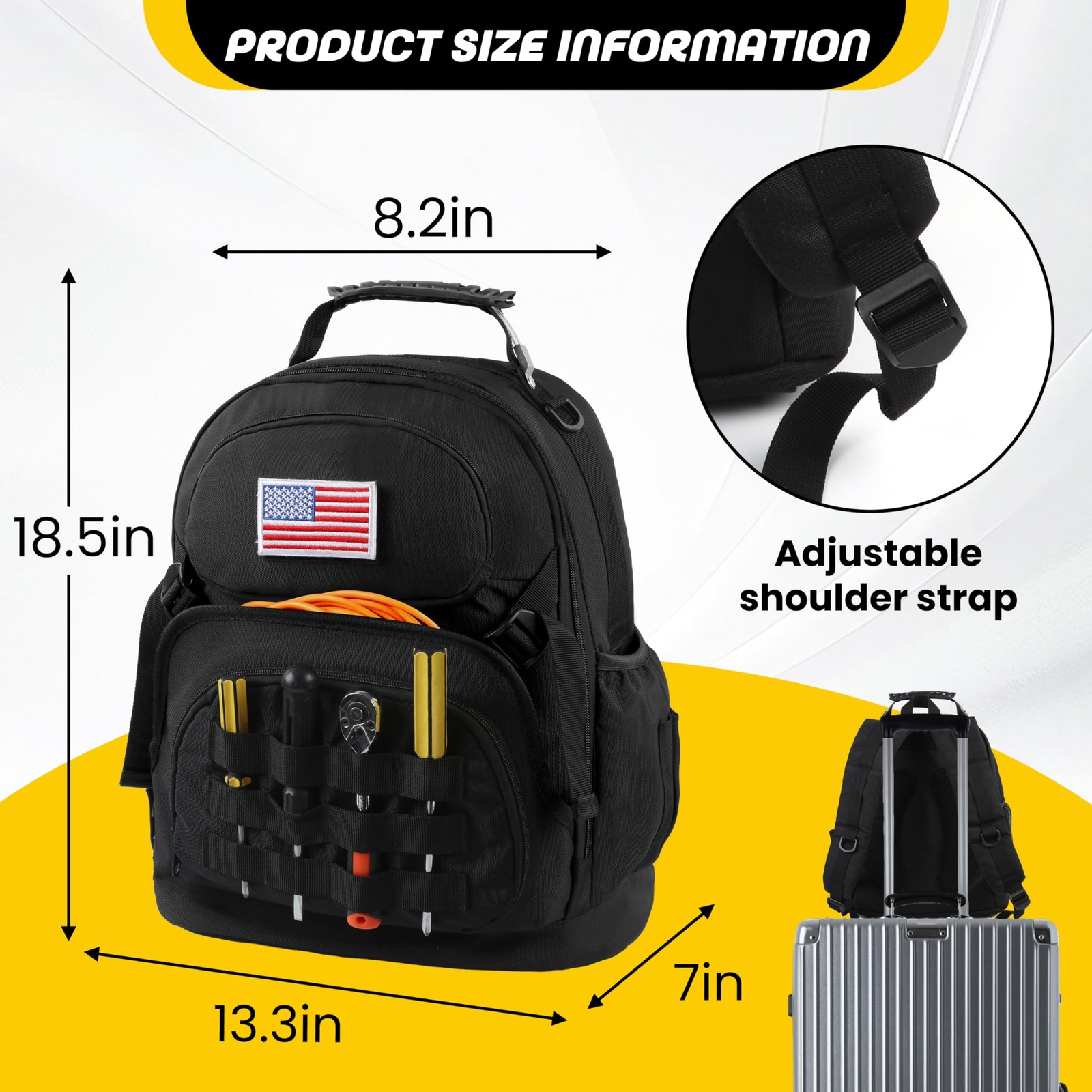 Ecovibe Tool Backpack Heavy Duty Removable Organizer Electrician Backpack For