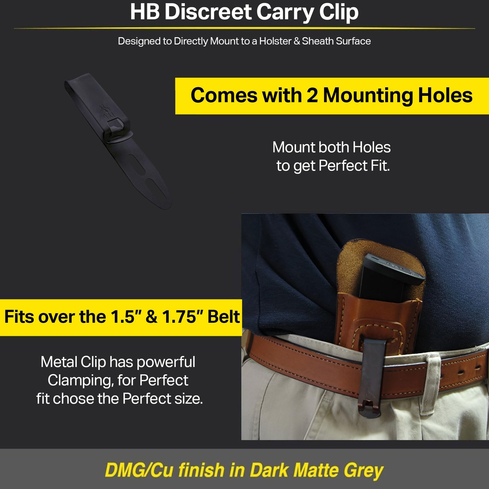 Discreet Carry Concept Clip, Tuckable Ambidextrous IWB Holster Belt Clip with…