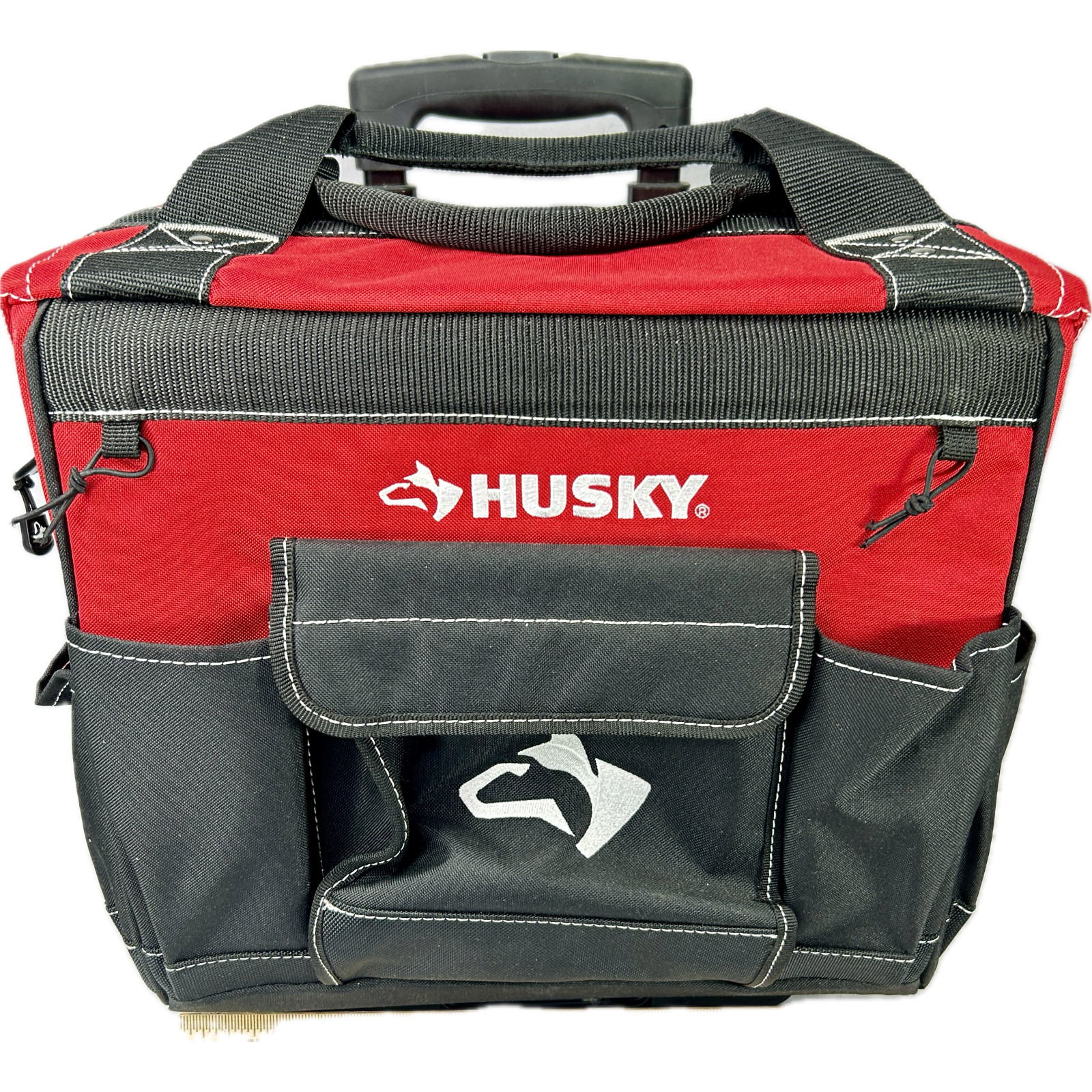 Husky 14 In. Rolling Tool Bag with 13 Pockets Red & Black