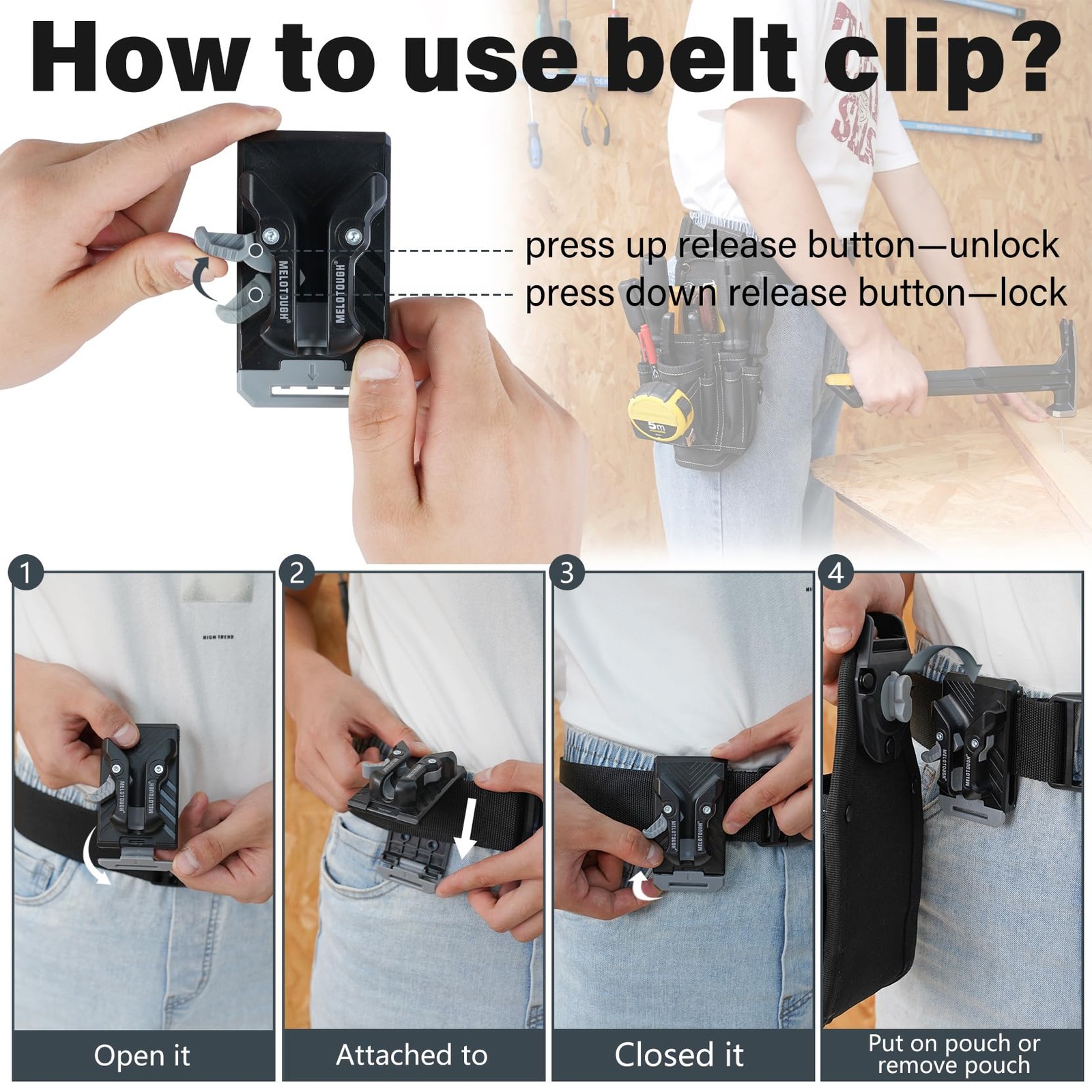 Pocket Tool Belt Pouch Clip On Quick Release Small Utility Organizer Accessory
