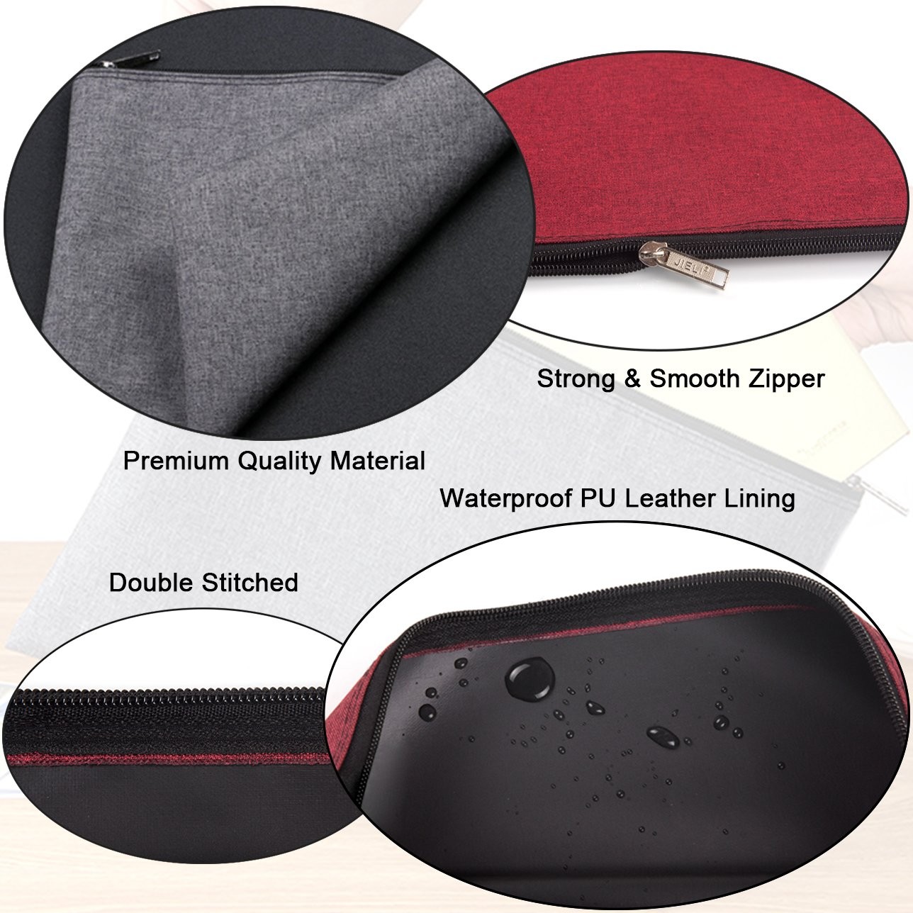 5 Pack Canvas Zipper Tool Bag Set, 13.3″ x 9.4″ 14oz Heavy Duty Waterproof Mu…