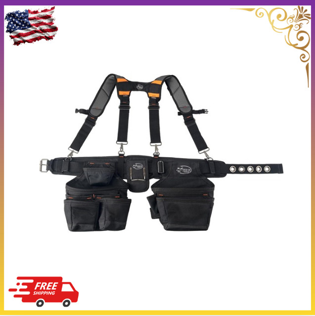 Tools Carpenter Tool Belt w/ Suspenders 1680D Poly Black HDP400945