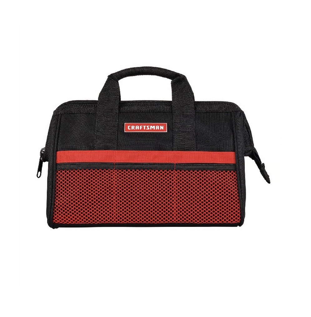 Craftsman 13 in. W X 9.75 in. H Wide Mouth Tool Bag 6 pocket Black/Red NWT