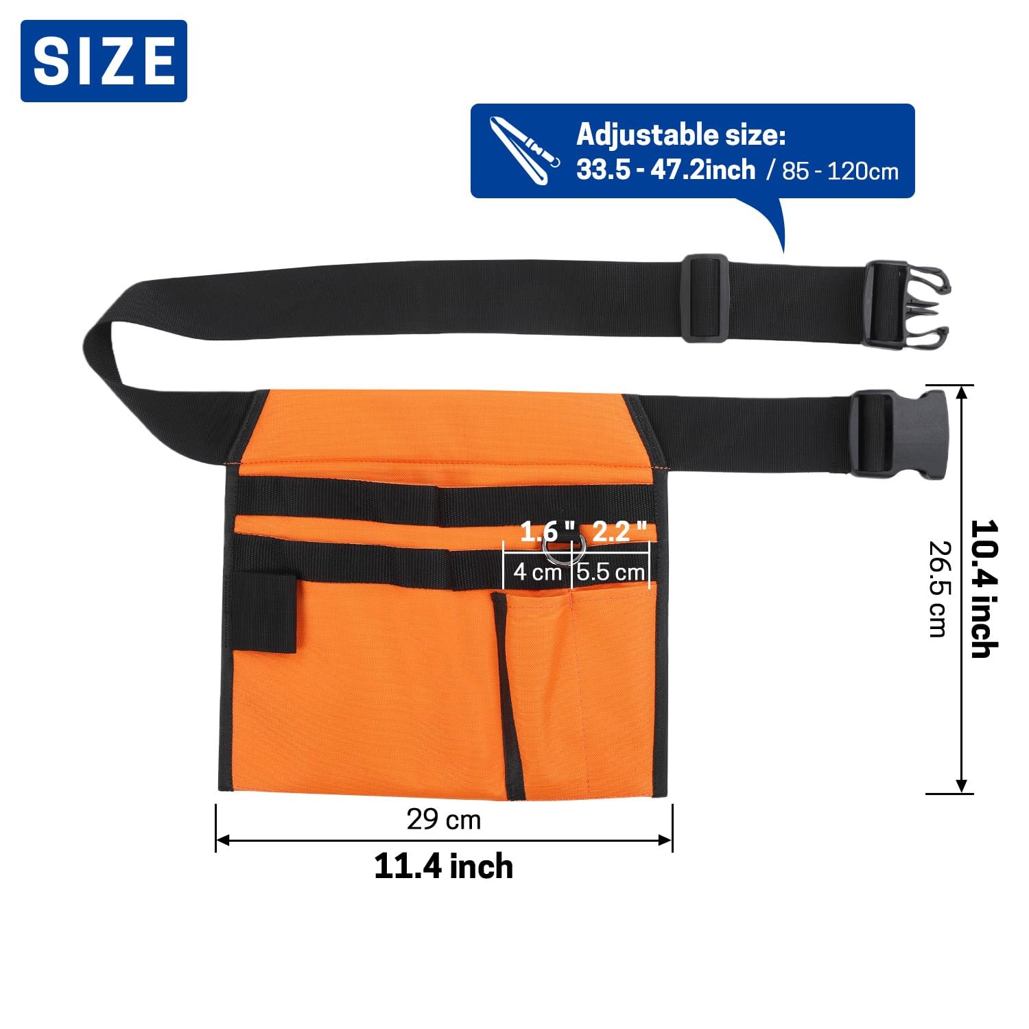 5Pocket Tool Belt Pouch Single Side Loop Adjustable Utility Work Handyman
