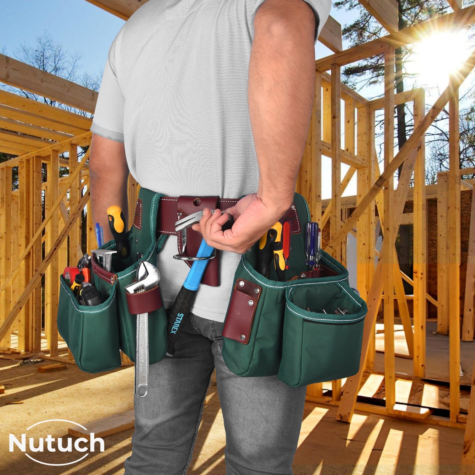 NUTUCH Nylon and Leather Tool Belt | Carpenter Tool Belts | Electrician