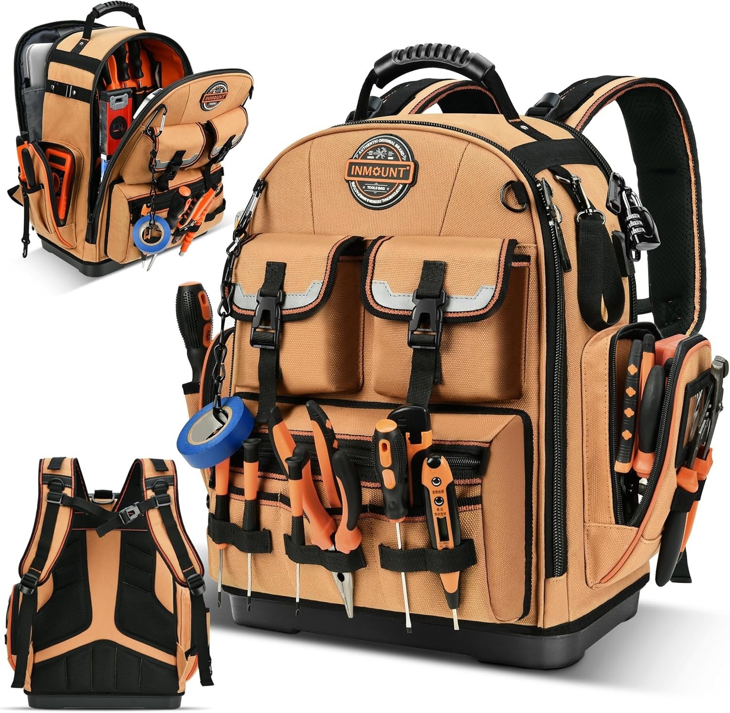 1680D Tool Backpack – Spacious 56-Pocket Organizer for Electricians & HVAC