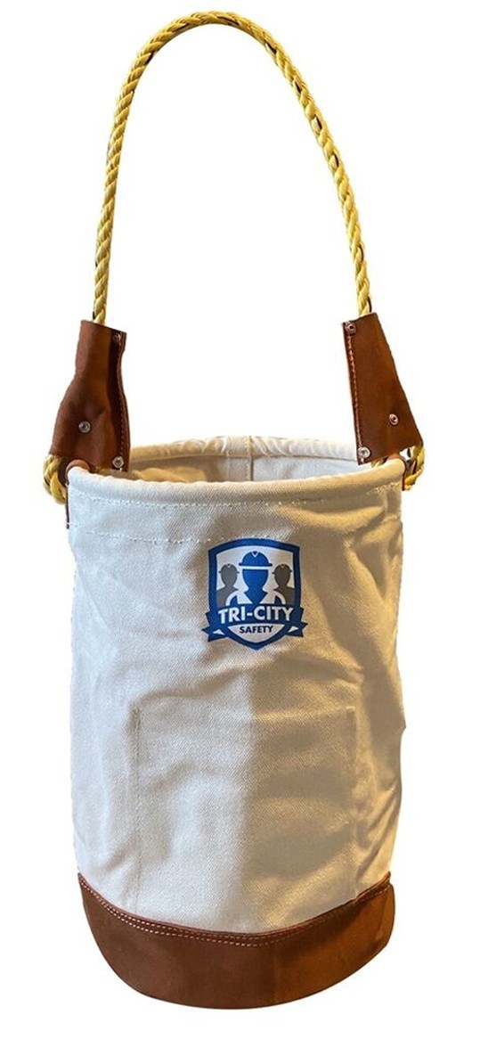 Tri-City Sturdy 12″ Round Heavy-Duty Canvas Bucket for Tools (Rope)