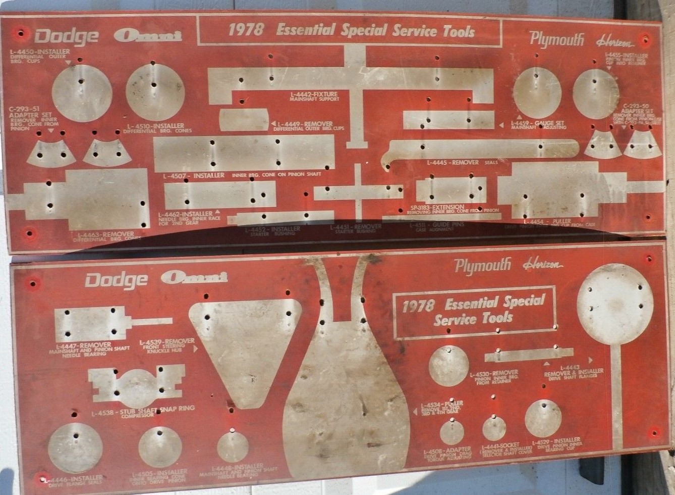 78 Dodge Omni Plymouth Horizon Vintage Miller Automotive Tool Boards, Set Of 2 `