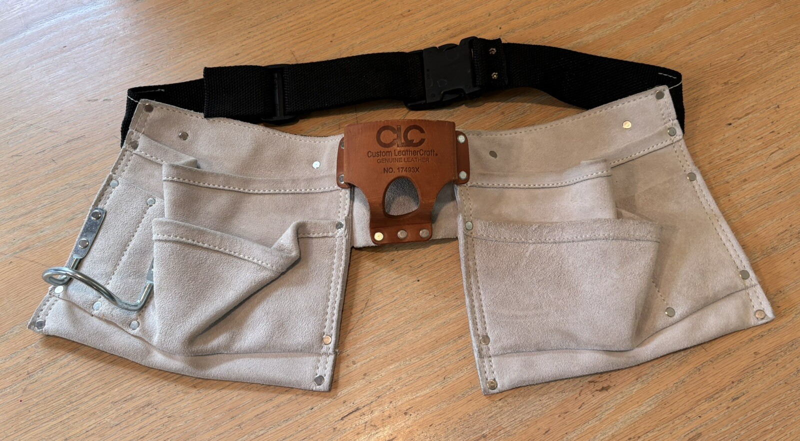 17493X CLC Custom Leather Craft TOOL BELT Carpenter Pouch Grey ADJ BELT Like New