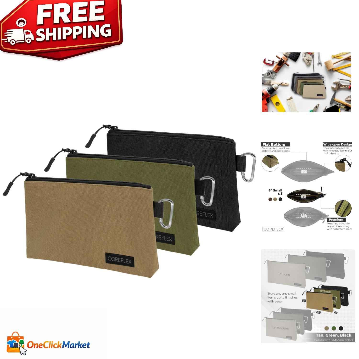 Durable Canvas Tool Pouch Set – Versatile Organizer for Tools and Accessories
