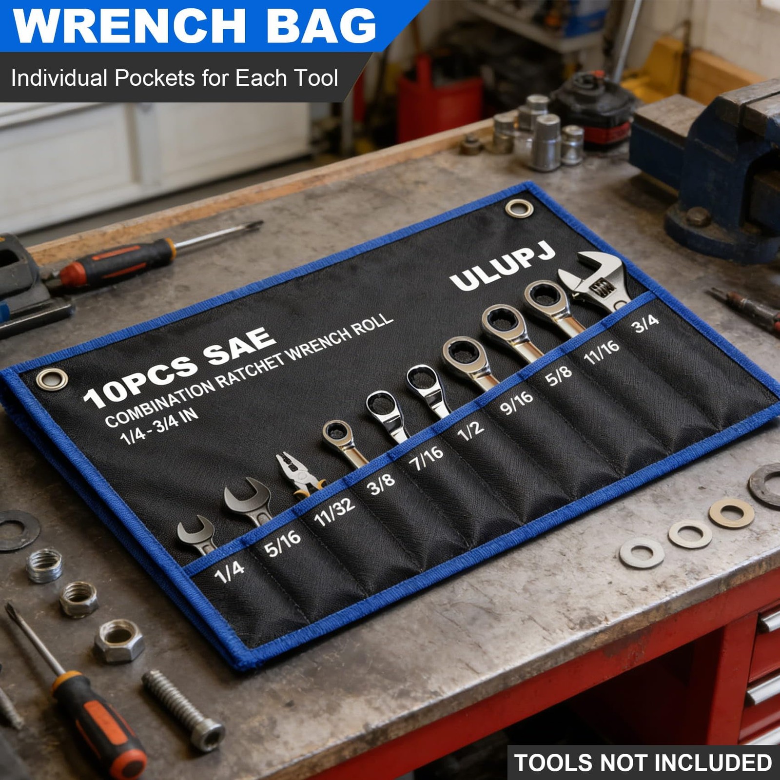 2PCS Wrench Roll, Wrench Roll Up Pouch, Wrench Organizer, Heavy-Duty Tool Pou…
