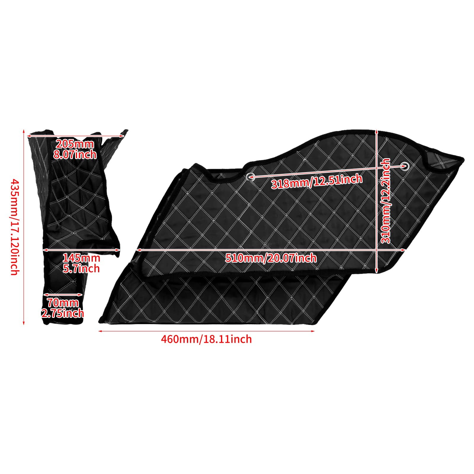 5” Stretched Saddlebag Liners Inserts White Thread Compatible with Harley 2014-