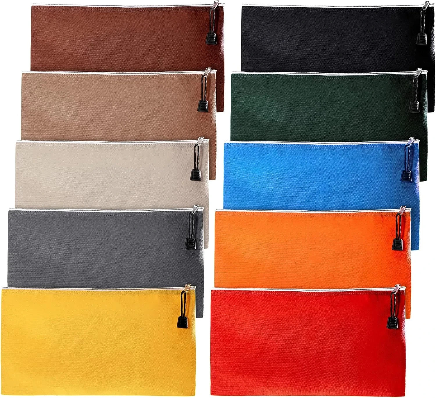 10 Pieces Tool Pouch Metal Zipper Utility Storage Bags Canvas Organizer 12×7 Set