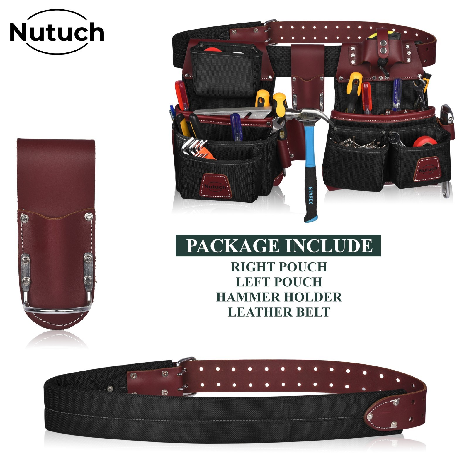 NUTUCH Nylon and Leather Tool Belt | Carpenter Tool Belts | Electrician