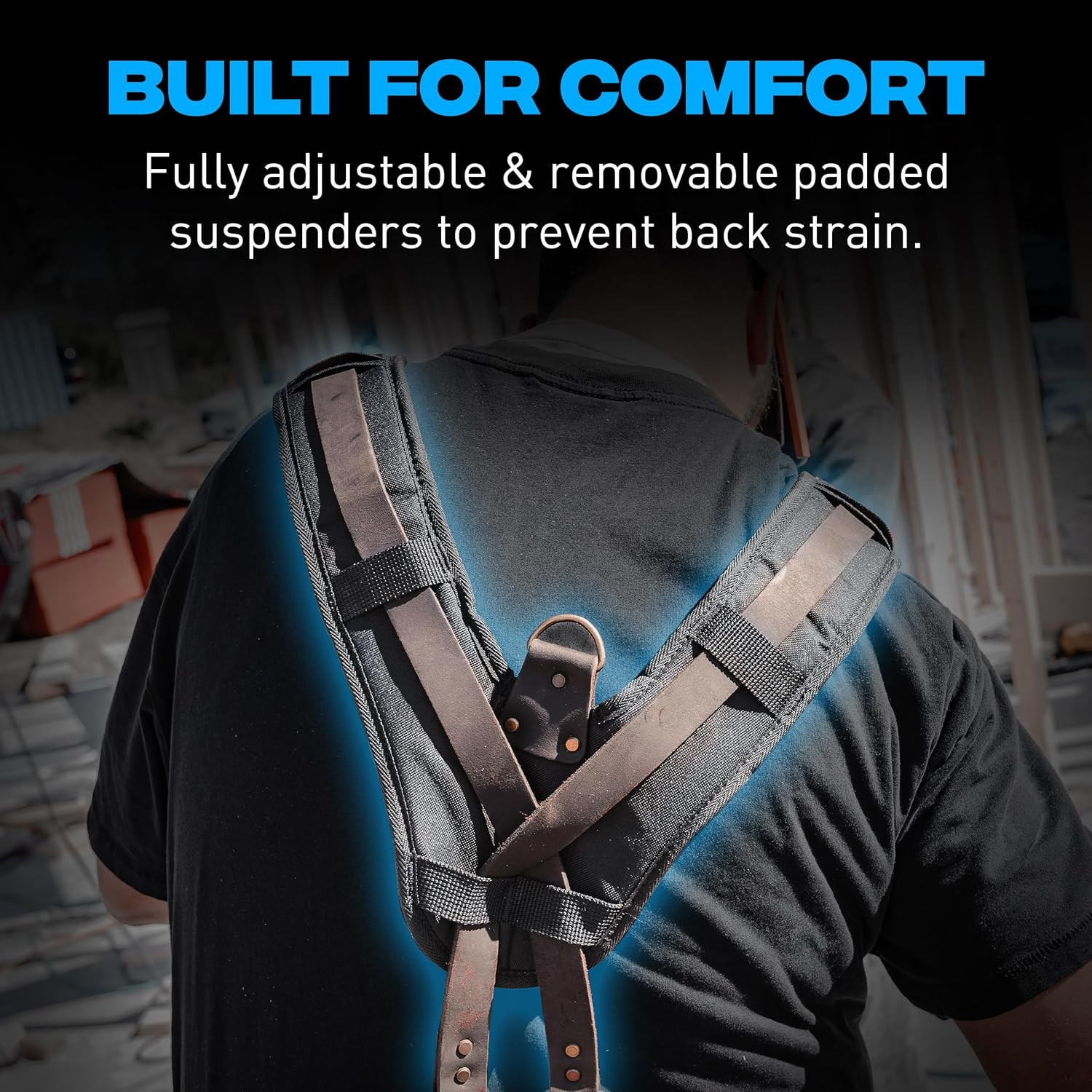 Pro Oil‑Tanned Leather Carpenter Tool Belt with Padded Suspenders & Dual Hammer