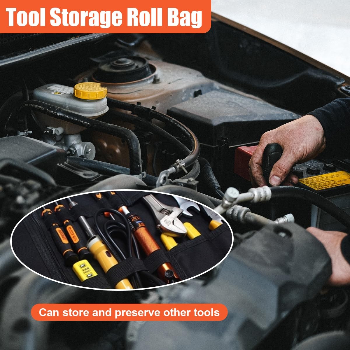 Tuxihapp 23 Pocket Car Tool Bag Roll Up 22.91 x 14.29 x inches, Black