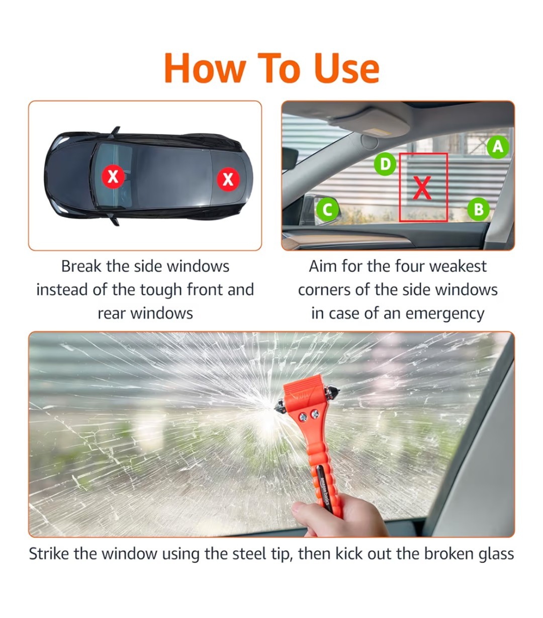 2-Pack Emergency Car Window Breaker & Seat Belt Cutter | Safety Escape Hammer