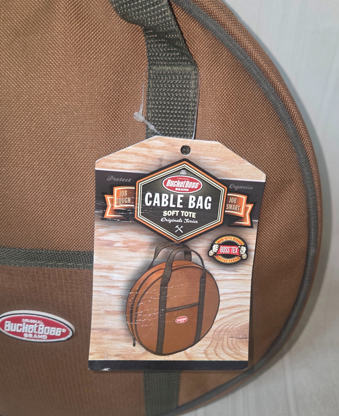 Bucket Boss Cable Bag Brown & Durable Tool Storage Organizer Soft Tote NEW
