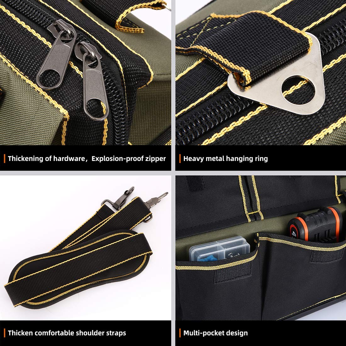 17inch Wide Mouth Tool Bag With Water Proof Molded Basewide Mouth Tool Tote Bag