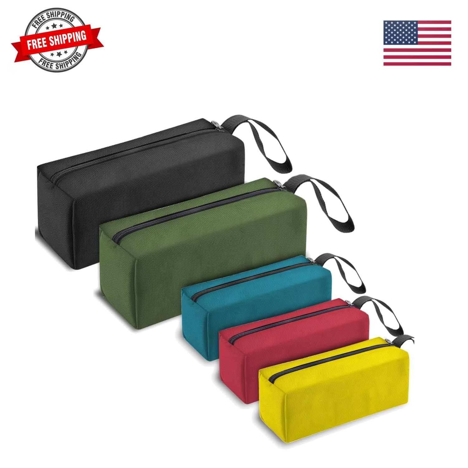 5 Pack Canvas Tool Pouch of Two Sizes, Tool Pouches with Zipper, Multipurpose…