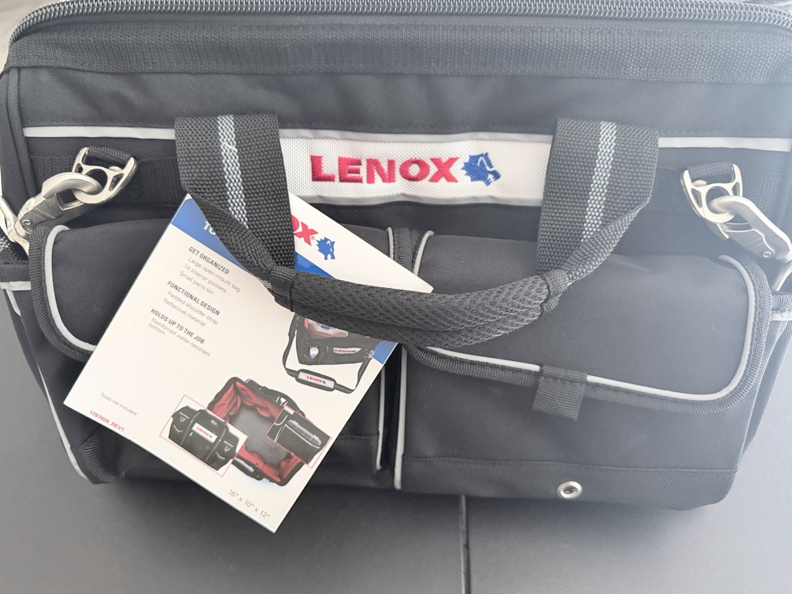 NWT Lenox 16”x 10”x 12” Contractors Tool bag Soft Storage Tool Bags