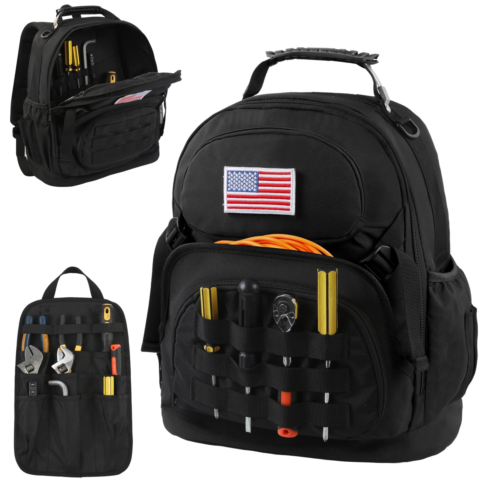 Ecovibe Tool Backpack Heavy Duty Removable Organizer Electrician Backpack For