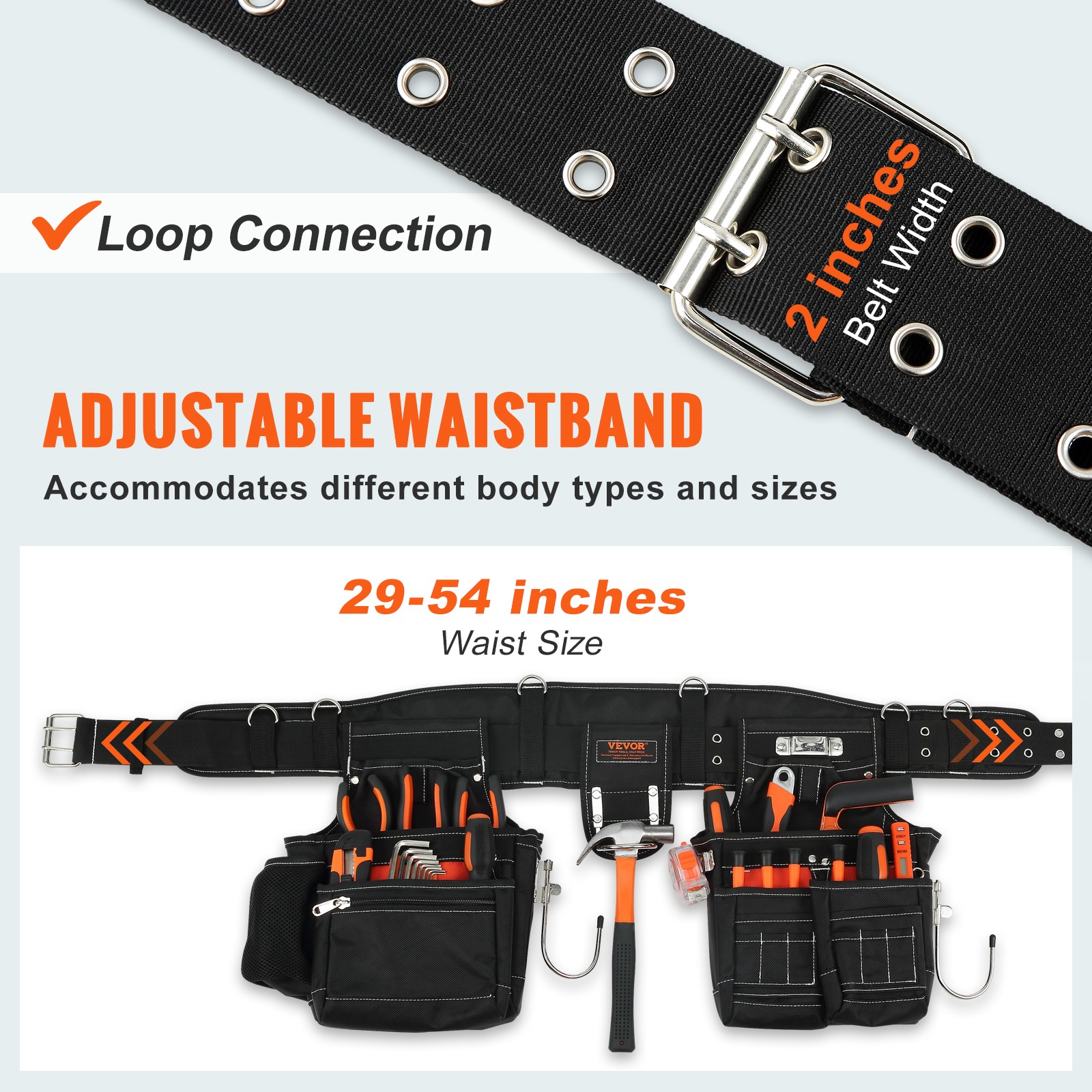 VEVOR Tool Belt with Suspenders Adjustable Carpenter Tool Pouch 1680D Polyester