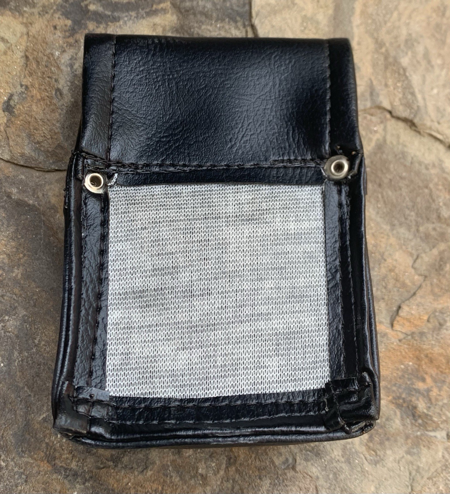 Faux Leather Belt Strap Carry Pouch. Small. Black