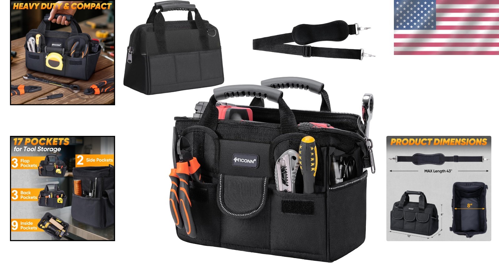 Heavy Duty Portable Tool Box 12 Inch Waterproof Oxford Fabric Storage Solutions