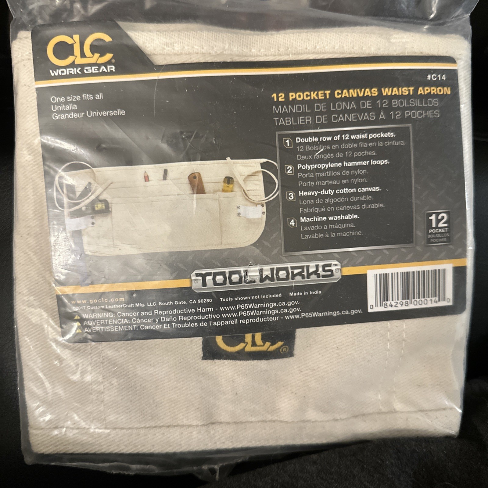 CLC Heavy Duty 12 pocket Canvas Waist Apron White 1 pk
