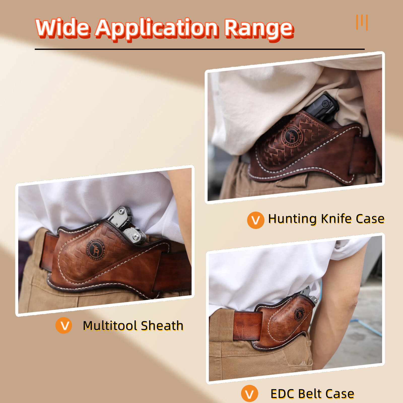 TOURBON Leather Sheath for Camping Knife – Belt Holster Pouch for EDC Pocket