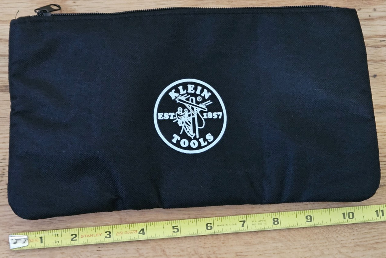 KLEIN EST EST. 1857 Tool Pouch Black Zipper Closure Heavy Duty 11 in. x 5″ Nylon