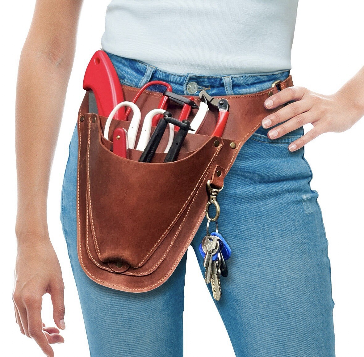 Leather Tool Belt for Florist/Gardener Tool Pouch, Tool Bag Leather Tool Pouch
