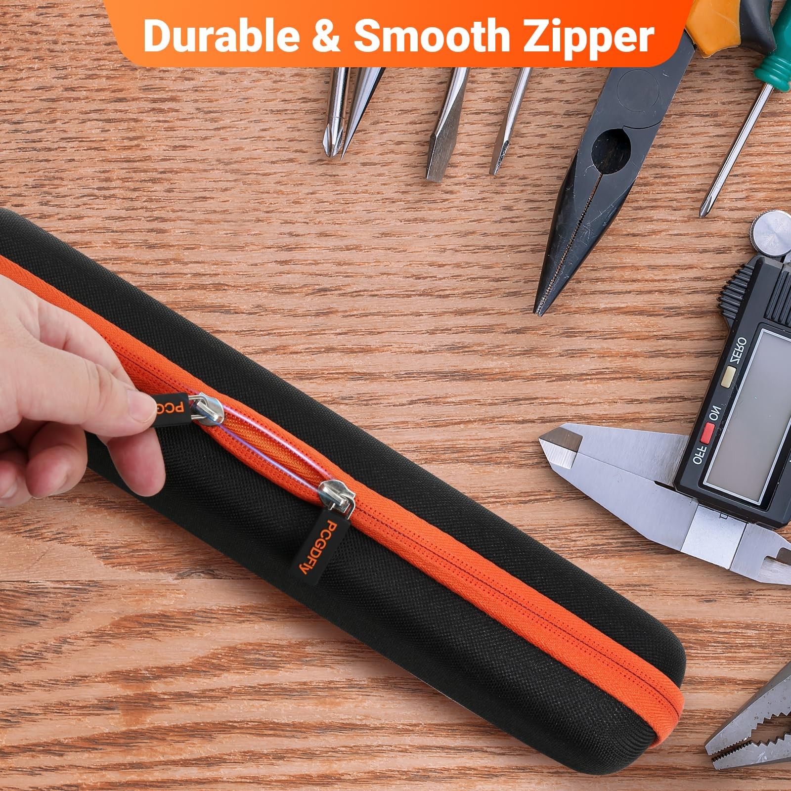 PCGDFly Tools Storage Case for Klein L12*W 2.5*H 2 inches, Black with Orange