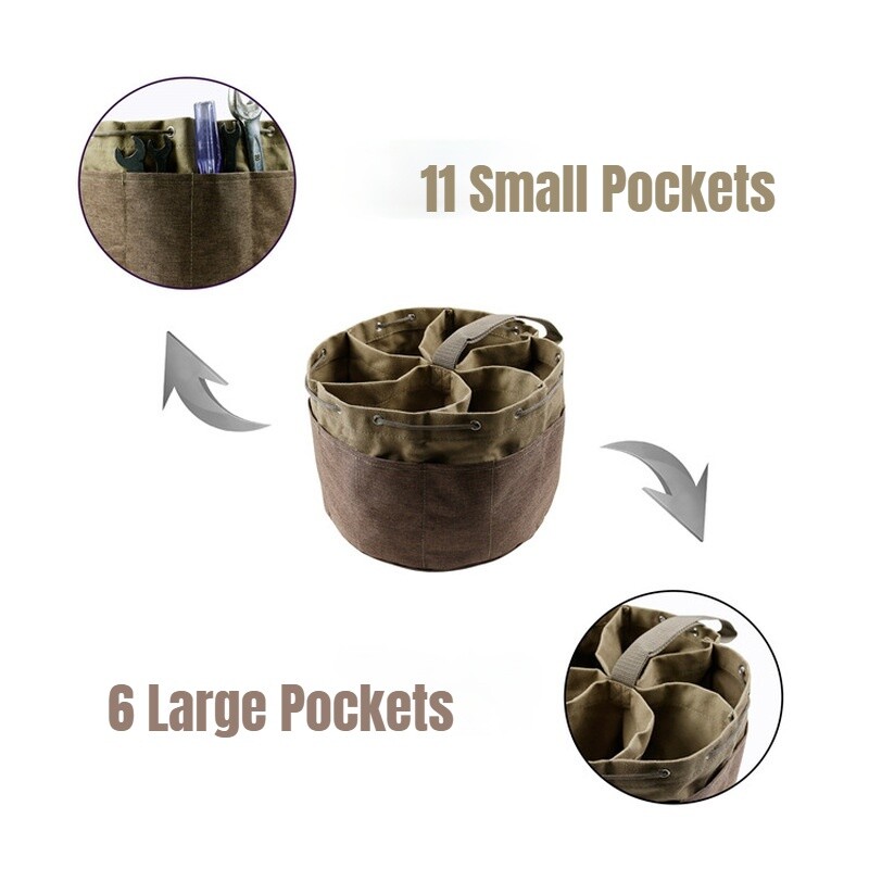 1PC Garden Tool Storage Canvas Tote Bag Multi-Pocket Repair Kits Organizer