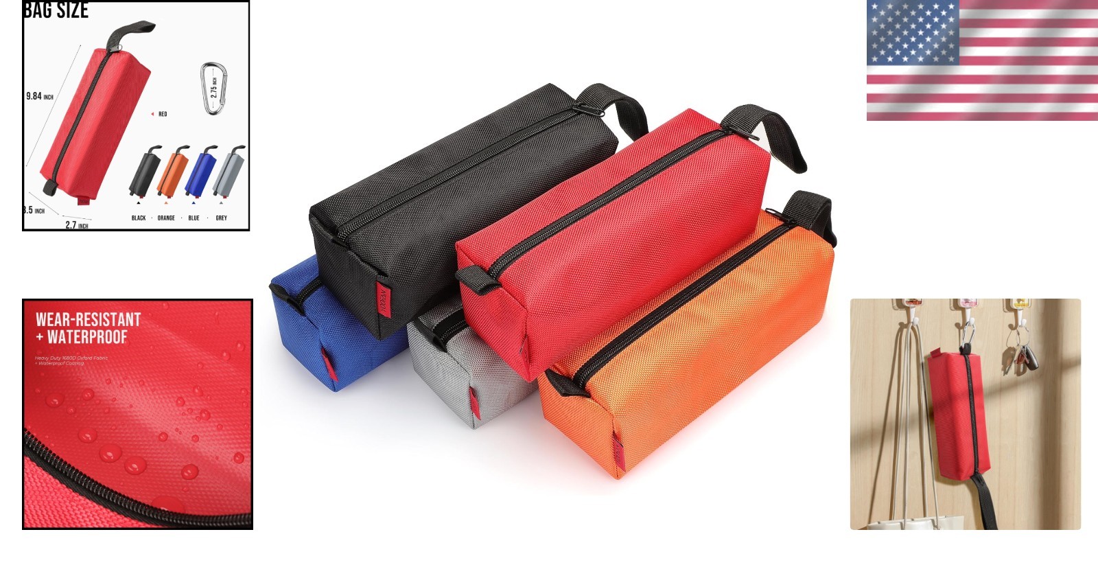 1680D Oxford Fabric Tool Bags 5 Pack Waterproof Zipper Pouches for Professionals