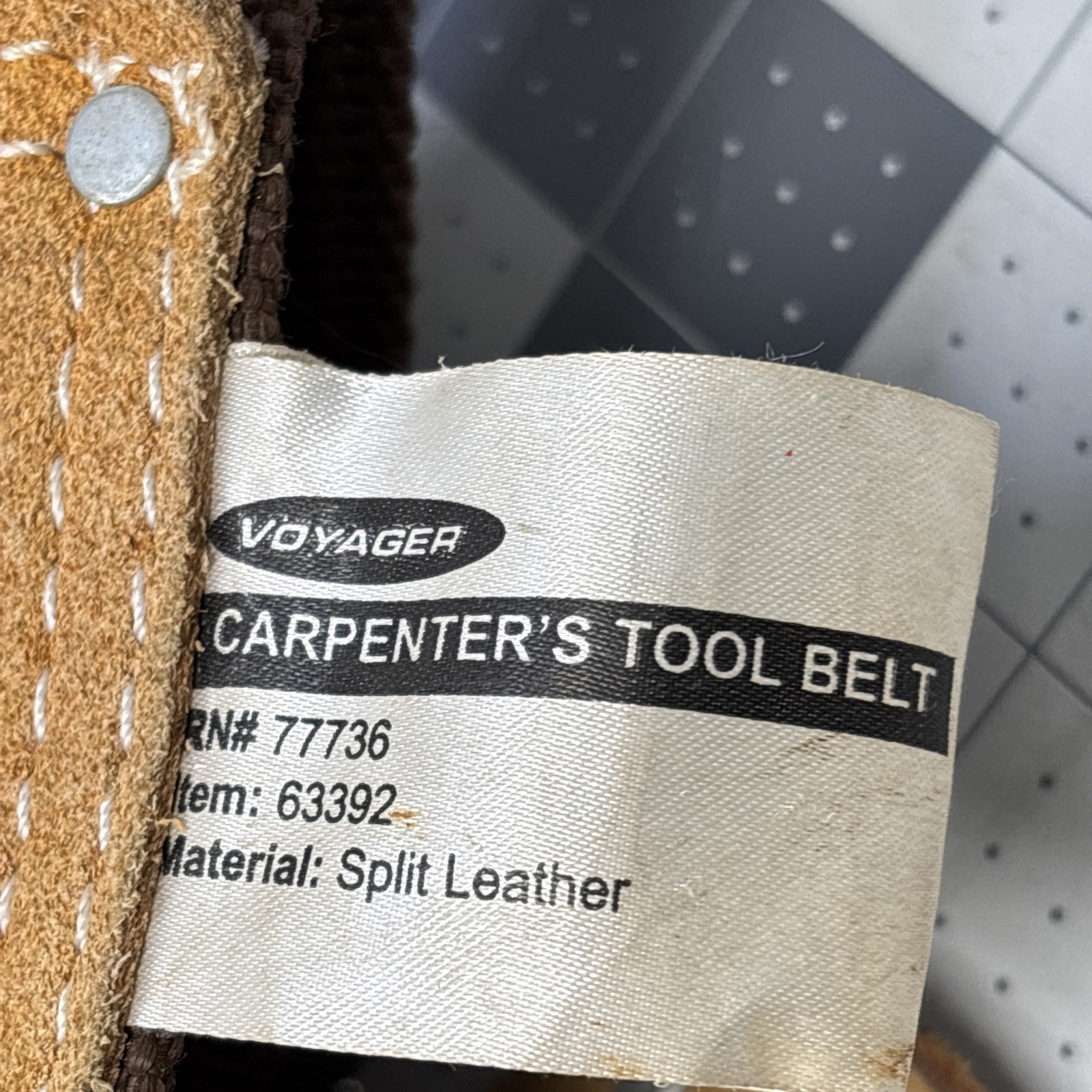 Voyager 63392 Split Leather Carpenter’s Adjustable Tool Belt Tan Riveted