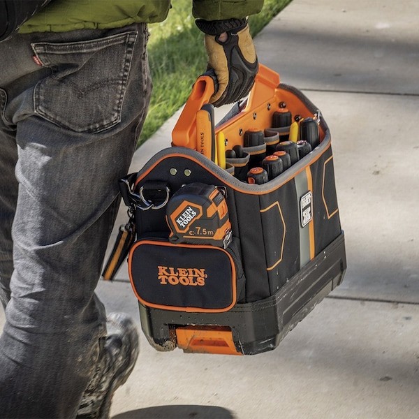 Klein Tools 62202Mb Tool Bag, Black/Orange, 1680D Ballistic Weave Body; Hard