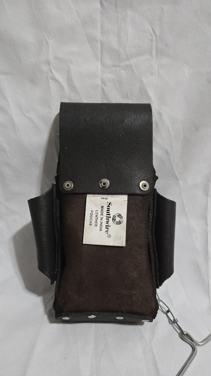 Southwire POUCH4 Dark Brown Leather 5-Pocket Electrician Tool Pouch with Tape…